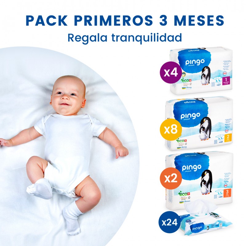 Pack Primeros 3 meses - Pañales y toallitas Pingo