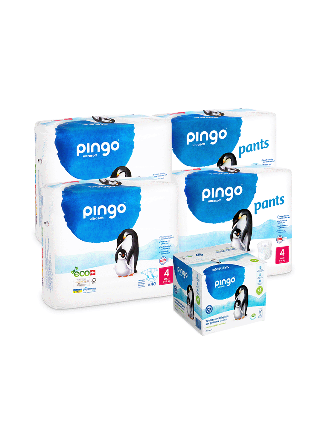 Pingo Pack Pañales Talla 6 4x32 uds + Toallitas 4x80 uds