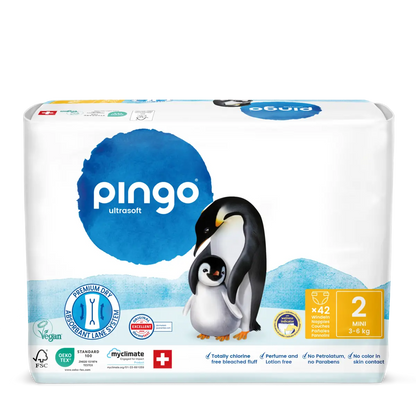 Pingo pañales ecológicos T2 (3-6 kg) - caja de 4 bolsas x 42 uds
