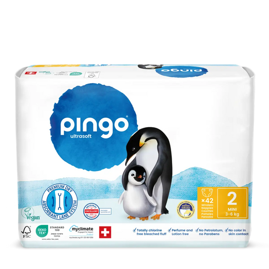 Pingo pañales ecológicos T2 (3-6 kg) - caja de 4 bolsas x 42 uds