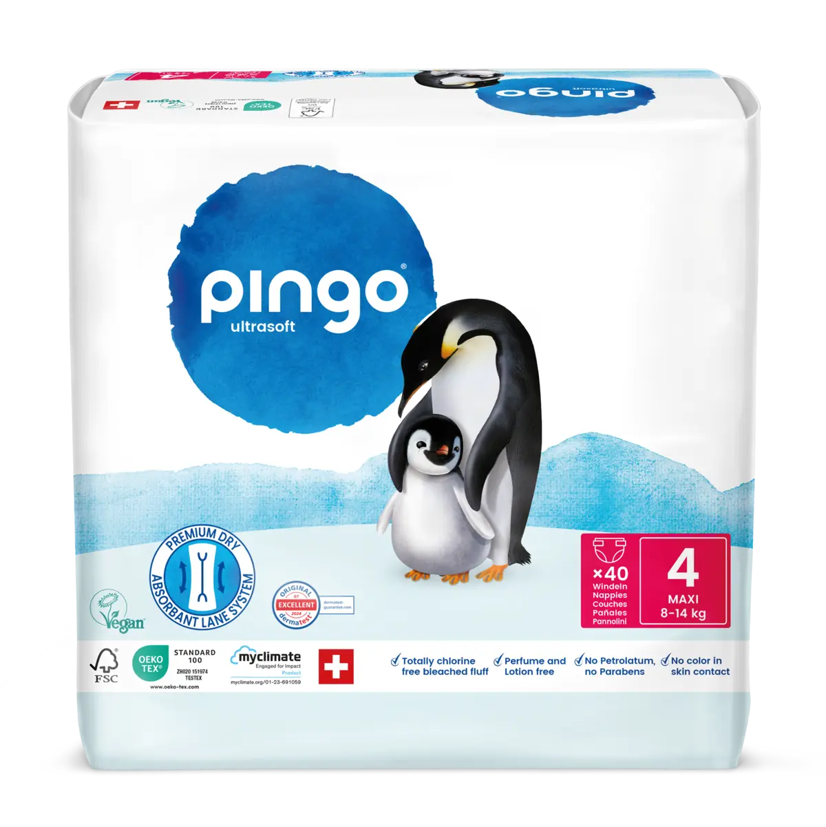 Pingo pañales ecológicos T4 (8-14 kg) - caja de 4 bolsas x 40 uds