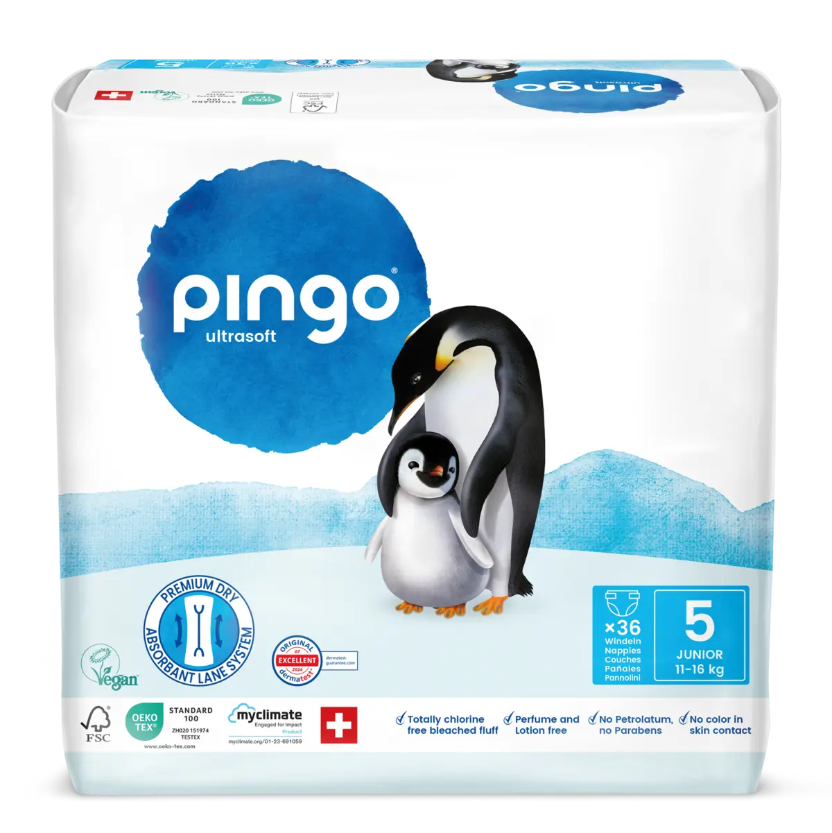 Pingo pañales ecológicos T5 (11-16 kg) caja de 4 bolsas x 36 uds