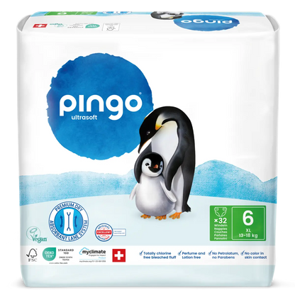 Pingo pañales ecológicos T6 (13-18 kg) - caja de 4 bolsas x 32 uds