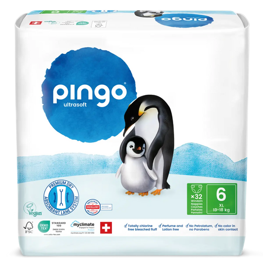 Pingo pañales ecológicos T6 (13-18 kg) - caja de 4 bolsas x 32 uds