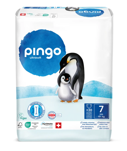Pingo pañales ecológicos T7 (+15 kg) - caja de 4 bolsas x 30 uds