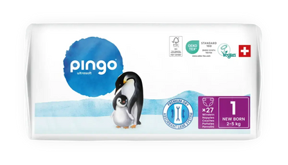 Pingo pañales ecológicos T1 (2-5 Kg) - caja de 4 bolsas x 27 uds