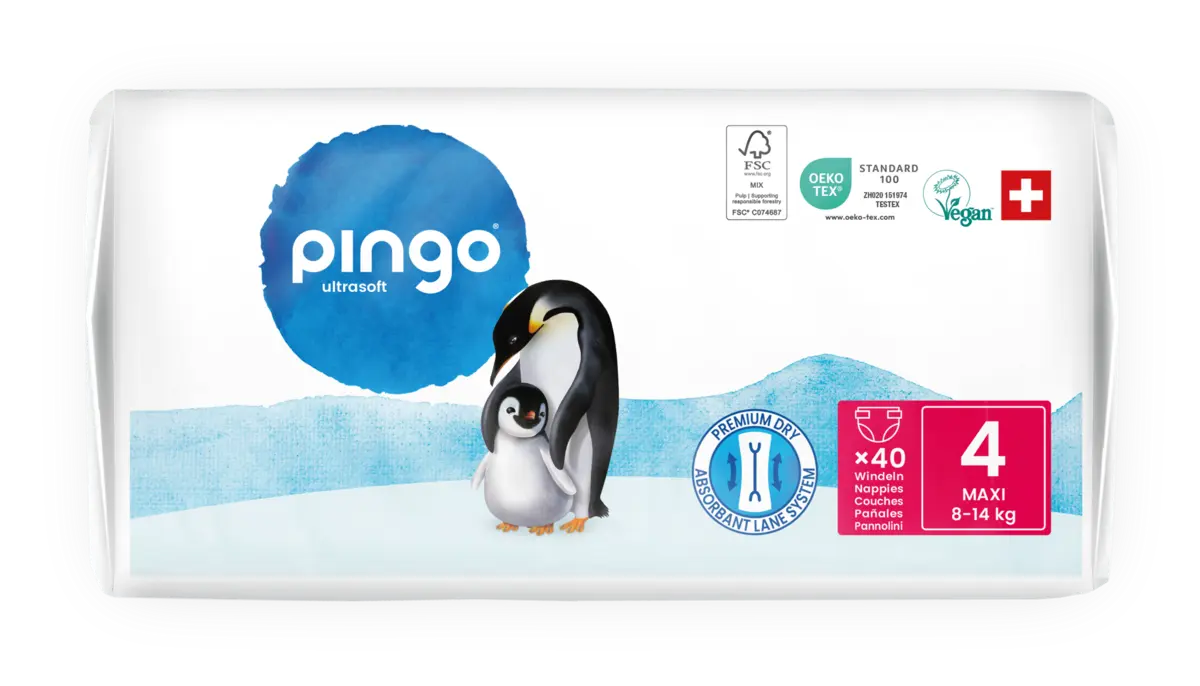 Pingo pañales ecológicos T4 (8-14 kg) - caja de 4 bolsas x 40 uds