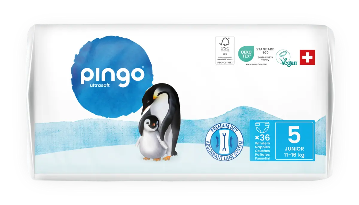 Pingo pañales ecológicos T5 (11-16 kg) caja de 4 bolsas x 36 uds