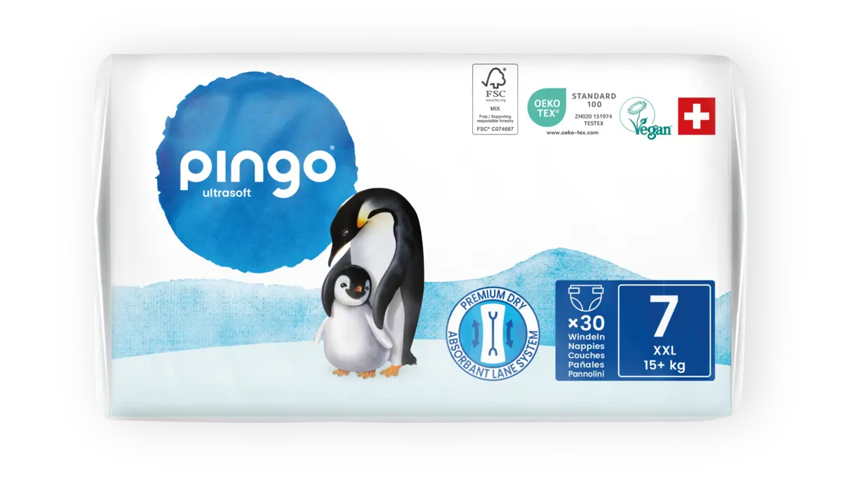 Pingo pañales ecológicos T7 (+15 kg) - caja de 4 bolsas x 30 uds