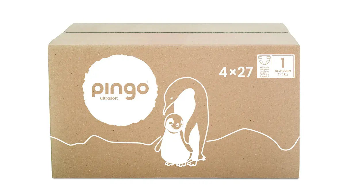 Pingo pañales ecológicos T1 (2-5 Kg) - caja de 4 bolsas x 27 uds